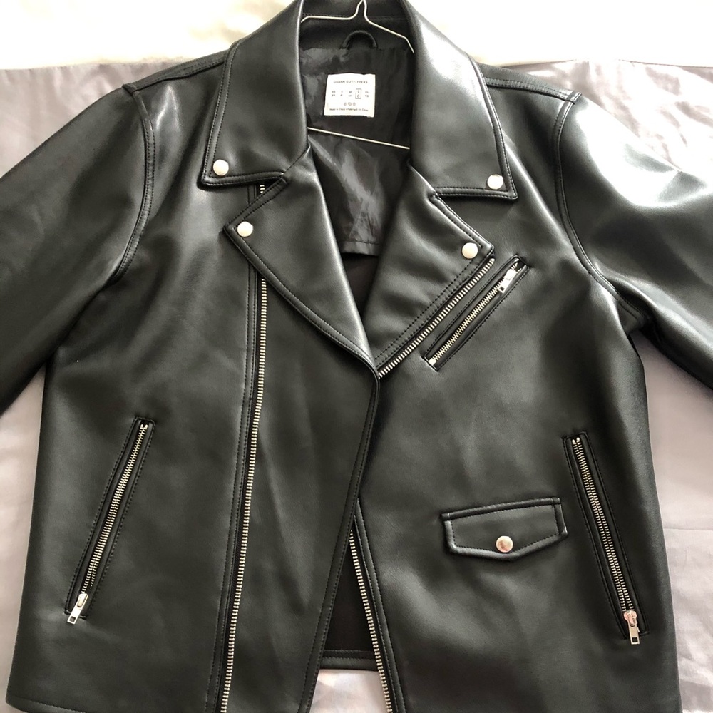 black leather jacket